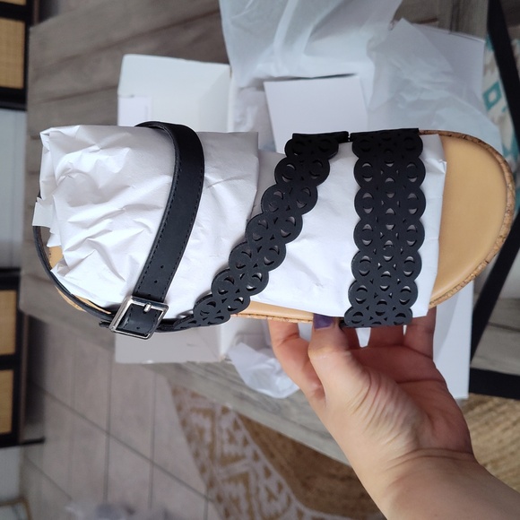 NEW EVANS FLATFORM EMMA SANDAL IN BLACK (WIDE WIDTH) - Picture 8 of 11